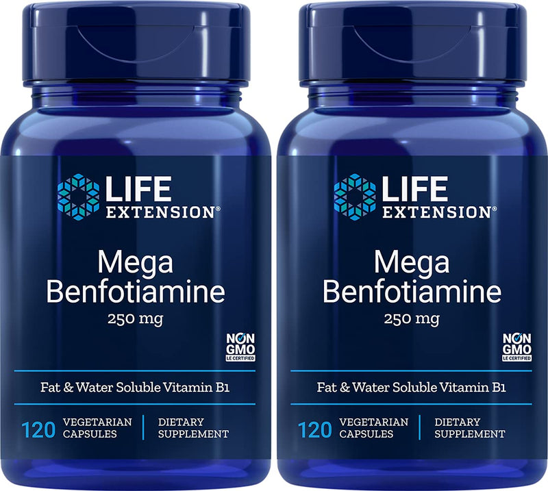 Life Extension Mega Benfotiamine Capsule, 250 Mg, 120 Vegetarian Capsules 2 Bottles 120 Count (Pack of 2)
