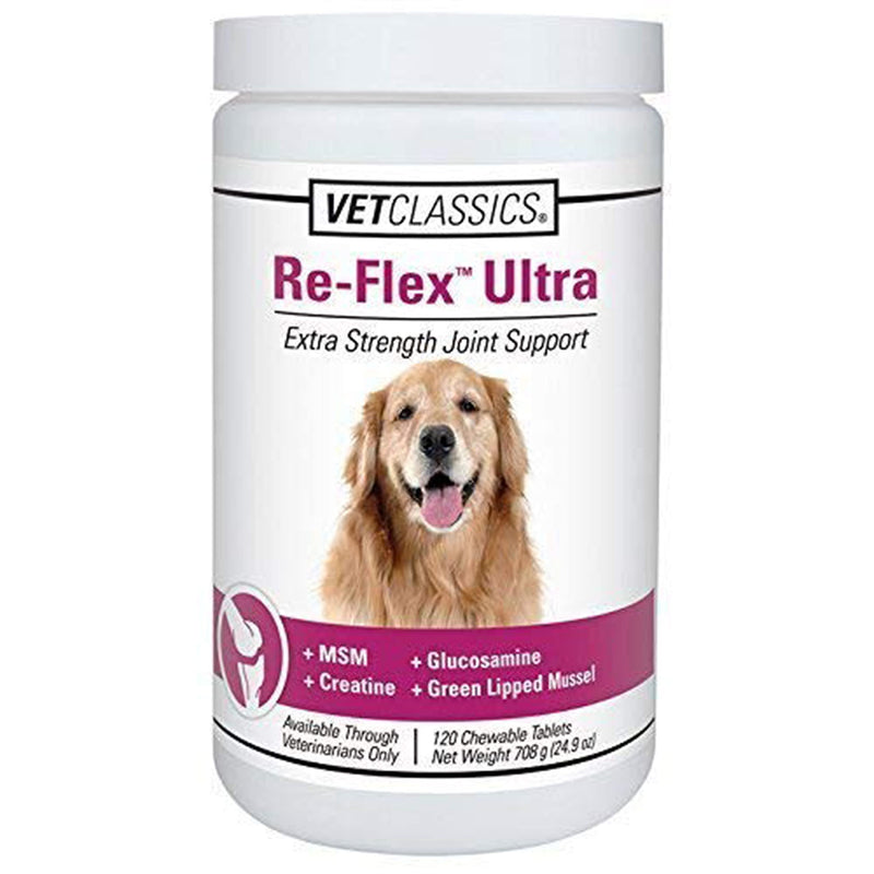 Vet Classics Re-Flex Ultra Extra-Strength Joint Support Dog Supplement – Includes MSM, Creatine, Glucosamine, Green Lipped Mussel – Supports Healthy Dog Joints – Chewable Tablets 120 Ct. - BeesActive Australia
