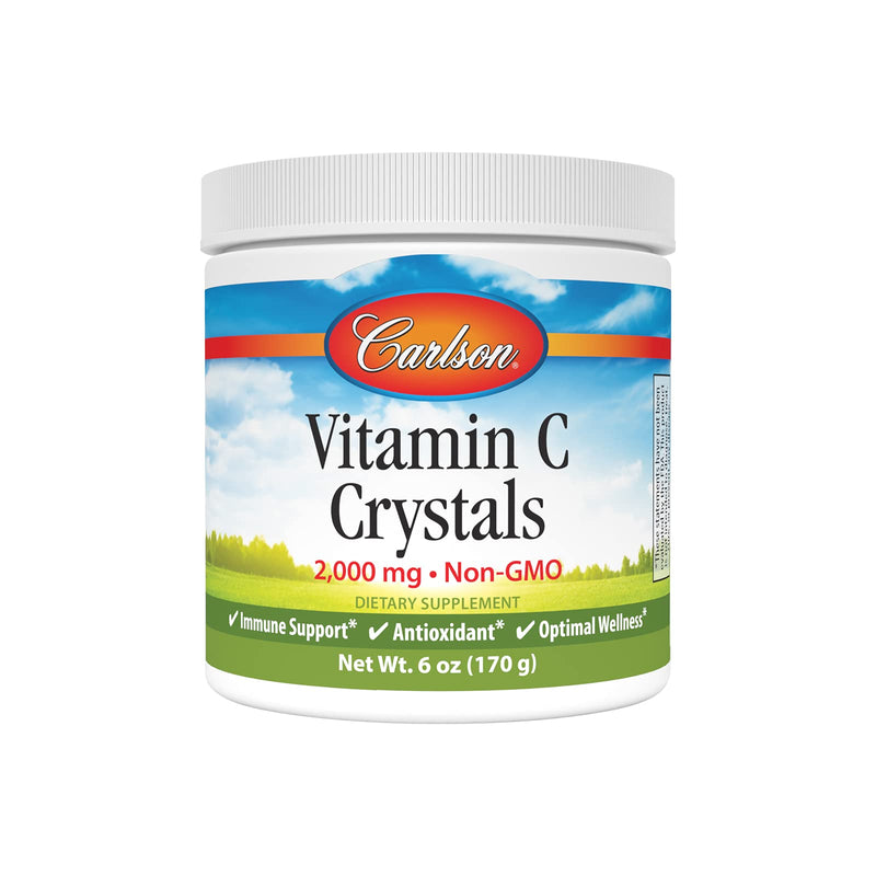 Carlson Labs Non GMO Vitamin C Crystals, 6 Ounce | Add to Water or Smoothie 6 Ounce (Pack of 1)