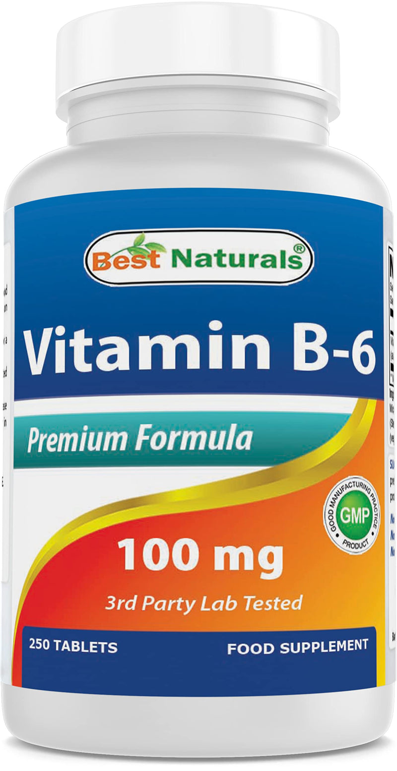 Best Naturals Vitamin B6 Tablet, 100 mg, 250 Count 250 Count (Pack of 1)