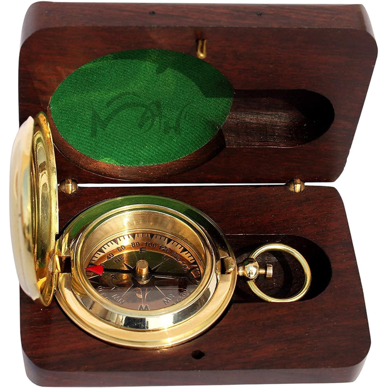 Brass Compass Gift – Push Button Compass Keepsake Gift for Son, Boys, Men, Graduation Gift, Birthday Gift Idea, Inspirational Motivational Gift for Him, Unique Gift Idea, Collectible Desk Decor Brass Compass Gift – Classic Edition 1