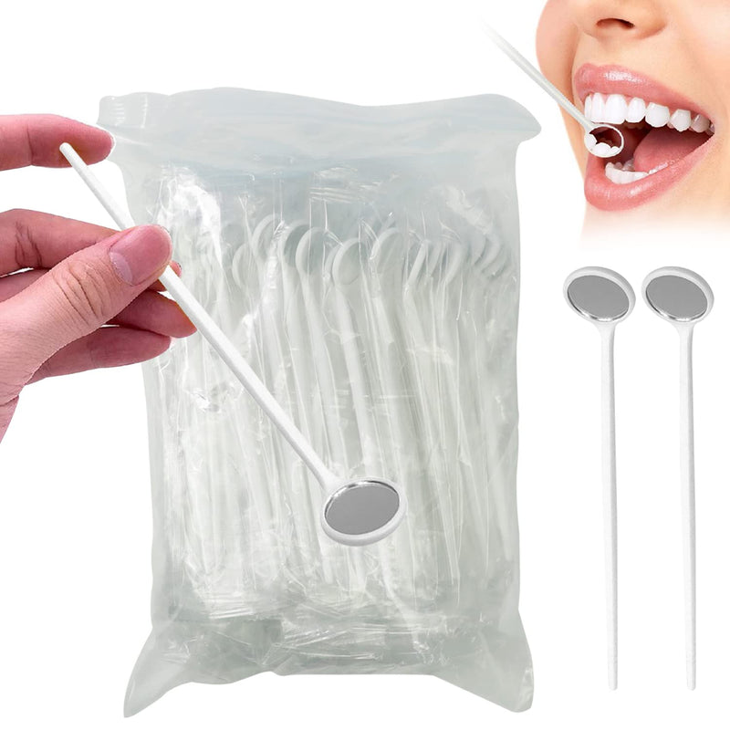 EZGO 100pcs Dental Mouth Oral Teeth Mirrors Shiny Handle with Free Protective Packing, Every Mirror Individually Packed (Pack of 100) - BeesActive Australia