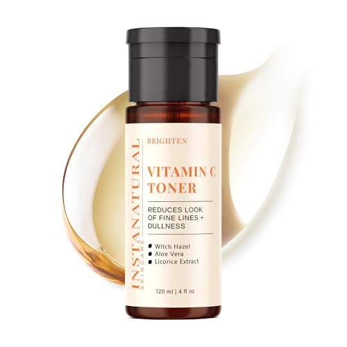 InstaNatural Vitamin C Face Toner, Brightens, Balances pH and Reduces Signs of Aging, Fine Lines and Wrinkles, with Witch Hazel, Lavender and Geranium Oils, 4 Fl Oz 4 Fl Oz (Pack of 1) Vitamin C Toner