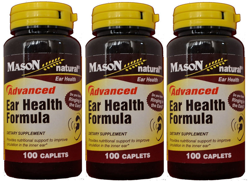 MASON NATURAL Advance Ear Health Formula Bioflavonoids Plus 100 Caplets per Bottle Pack of 3 Total 300 Caplets