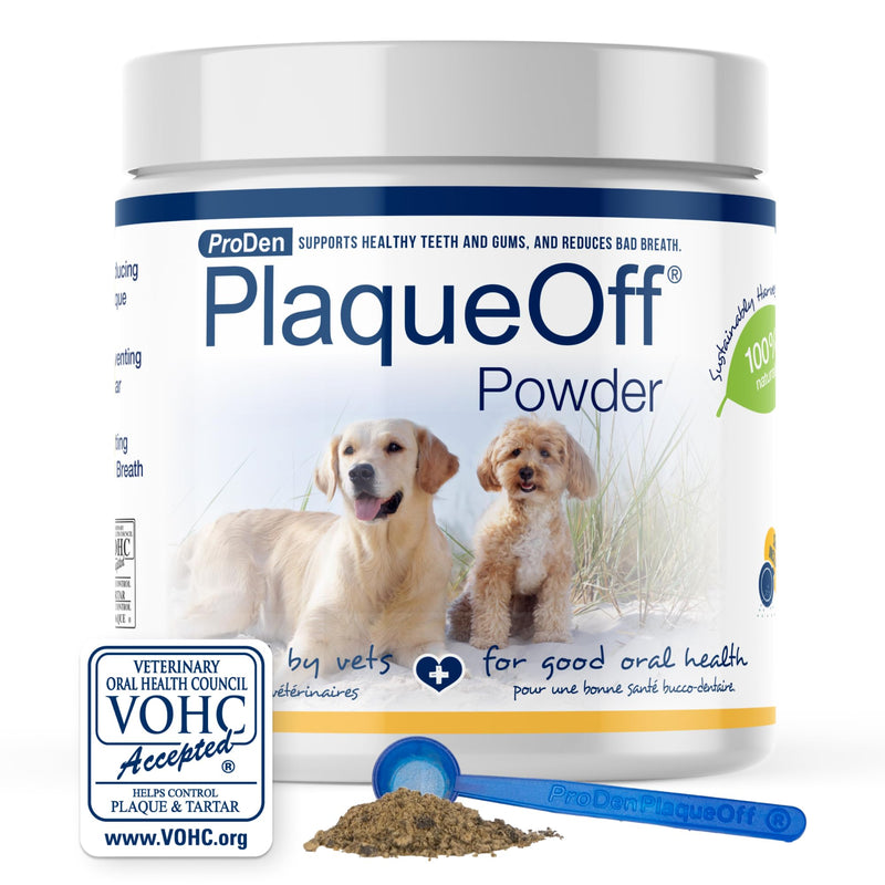 ProDen PlaqueOff Powder for Dogs & Cats - Pet Dental Care Supplement for Teeth Cleaning & Oral Health - Dog Breath Freshener & Plaque Remover - 180 g - PawsPlanet Australia