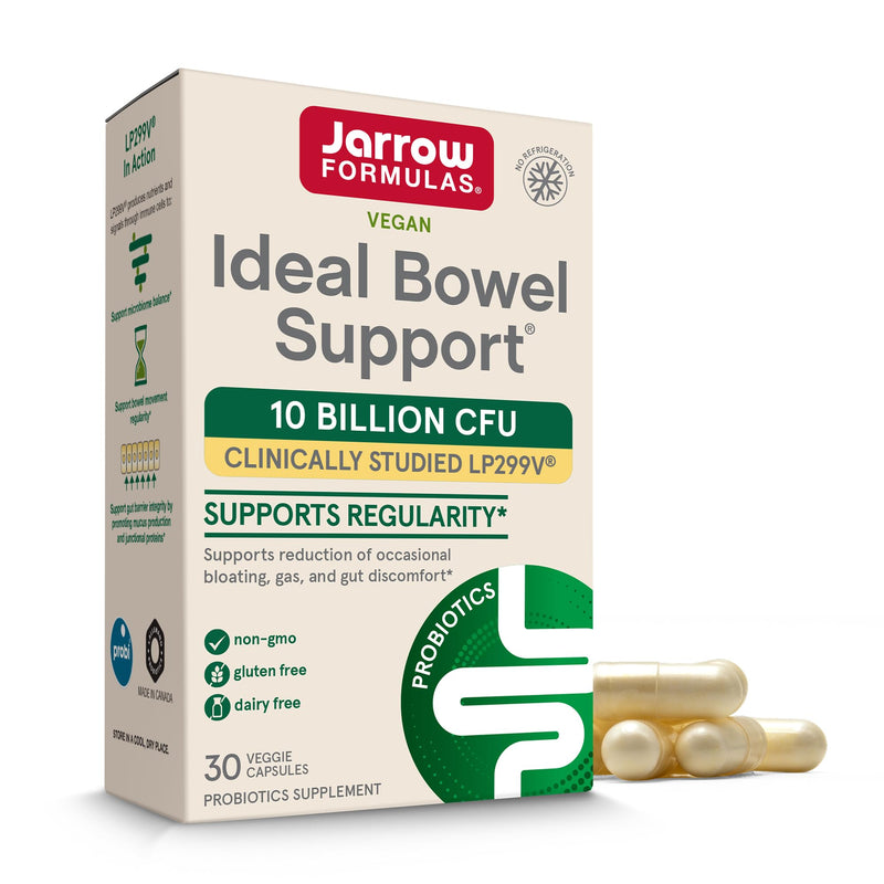 Jarrow Ideal Bowel Support, Probiotic 10 Billion CFU, 30 Capsules | Probiotic Capsules With 10 Billion CFU Per Serving, Digestive And Bowel Support For Bloating, Gas And Intestinal Discomfort 30 Count (Pack of 1)