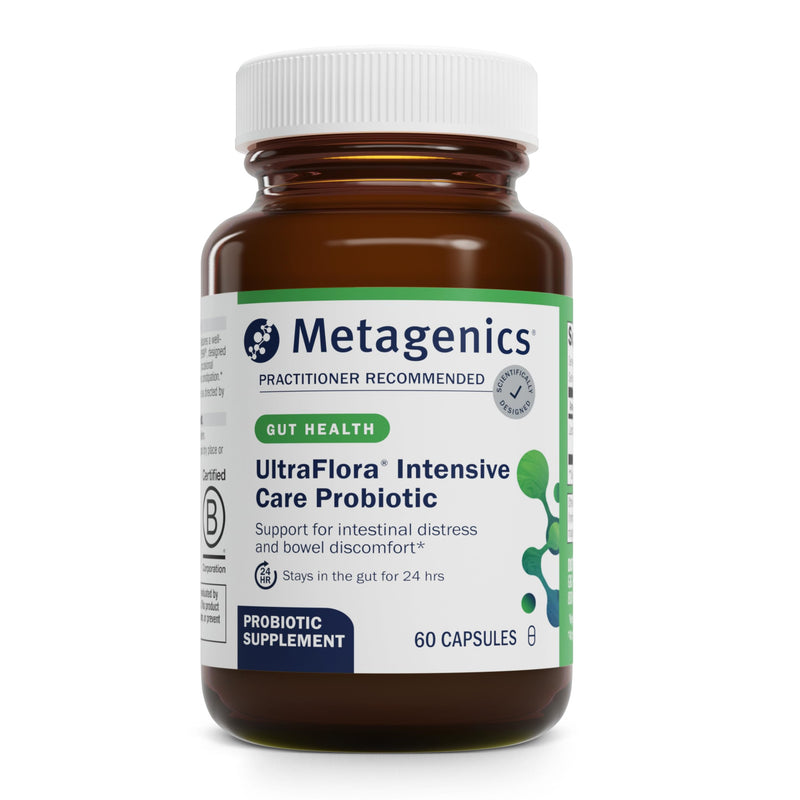 Metagenics UltraFlora Intensive Care Probiotic, 20 Billion CFU, 60 Capsules | Clinically Tested Lactobacillus plantarum 299v, Supports Digestive Health and Bowel Regularity, Gluten-Free, Vegetarian