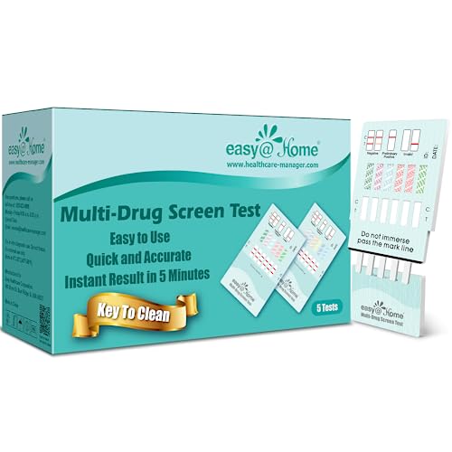 Easy@Home 5 Pack Multi-Drug Screen Test, 12 Panel Urine Drug Testing Kit 5 Count (Pack of 1)