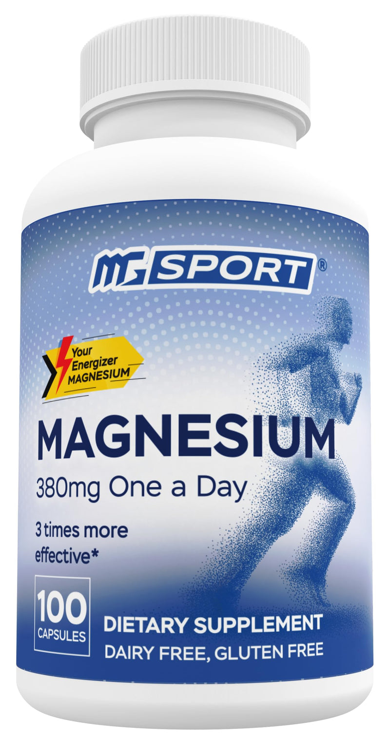 MgSport 100 Magnesium Supplement | High Intracellular Absorption Complex Formula, Vitamins B6, D, E, Supports Muscle Function and Sleep Quality, 100 Servings Unflavored 100 Count (Pack of 1)