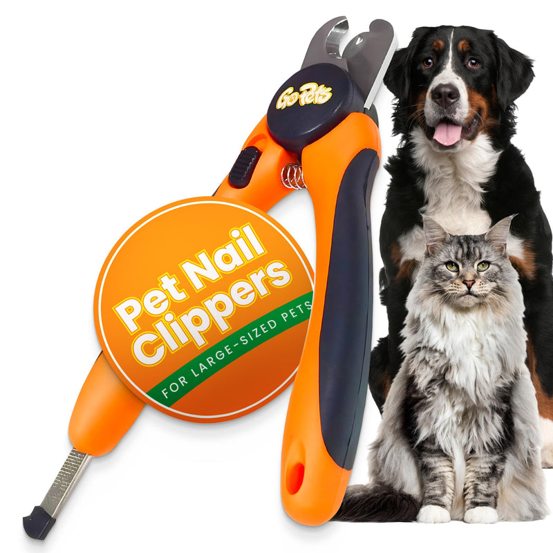 GoPets Dog Nail Clippers, Professional Pet Nail Trimmer for Large Dogs and Cats with Quick Sensor Safety Guard, Heavy Duty Stainless Steel Blades, Non-Slip Handle, Built-in File for Safe Grooming - BeesActive Australia