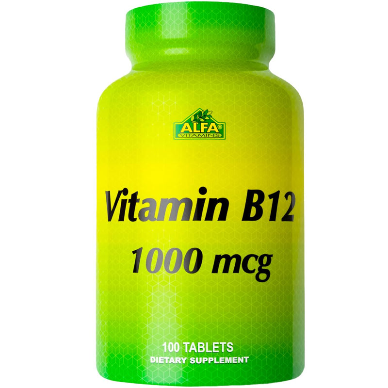 ALFA VITAMINS Vitamin B12 1000 Mcg 100 Tablets. Immune System. Nerves and Brain Health. Metabolism