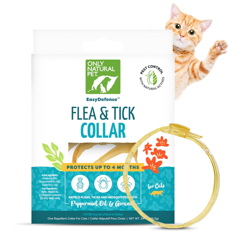 Only Natural Pet EasyDefense Flea & Tick Cat Collar - Feline Flea Collars Biting Insect Control - Pet Care That Protects up to 4 Months - for Cats (Single) Single - BeesActive Australia