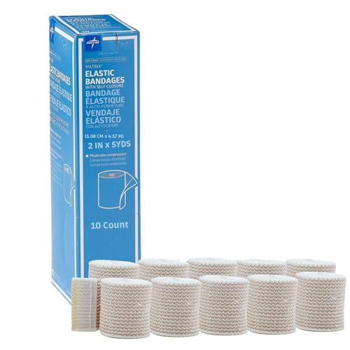 Medline Non-Sterile Matrix Elastic Bandages with Self-Closure, Stretched, 2" x 5 yd. (5.1 cm x 4.6 m), Ideal for Wound Care, Pack of 10