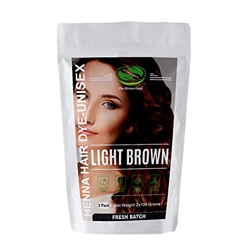 2 Packs Of Light Brown Henna Hair & Beard Color/Dye 100 Grams - Natural Hair Color, Plant-based Hair Dye - The Henna Guys 7.05 Ounce (Pack of 1)
