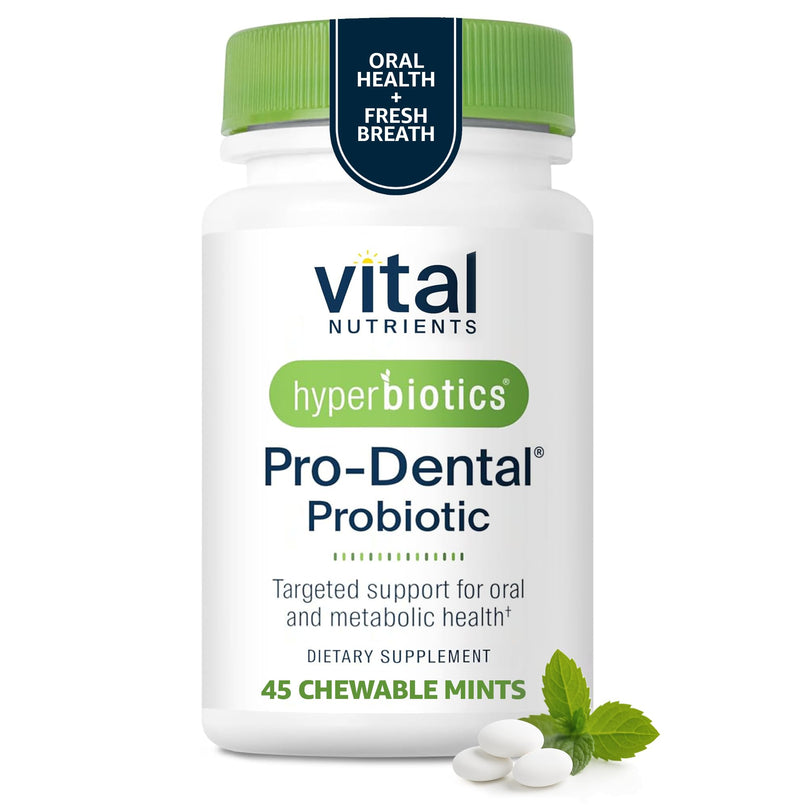Hyperbiotics Vital Nutrients Pro Dental Probiotic | Clinically Studied BLIS K12 and M18 | Oral Probiotics for Bad Breath treatment for adults | Oral Health for teeth and gums | 45 Mint Tablets 45 Count (Pack of 1) - BeesActive Australia