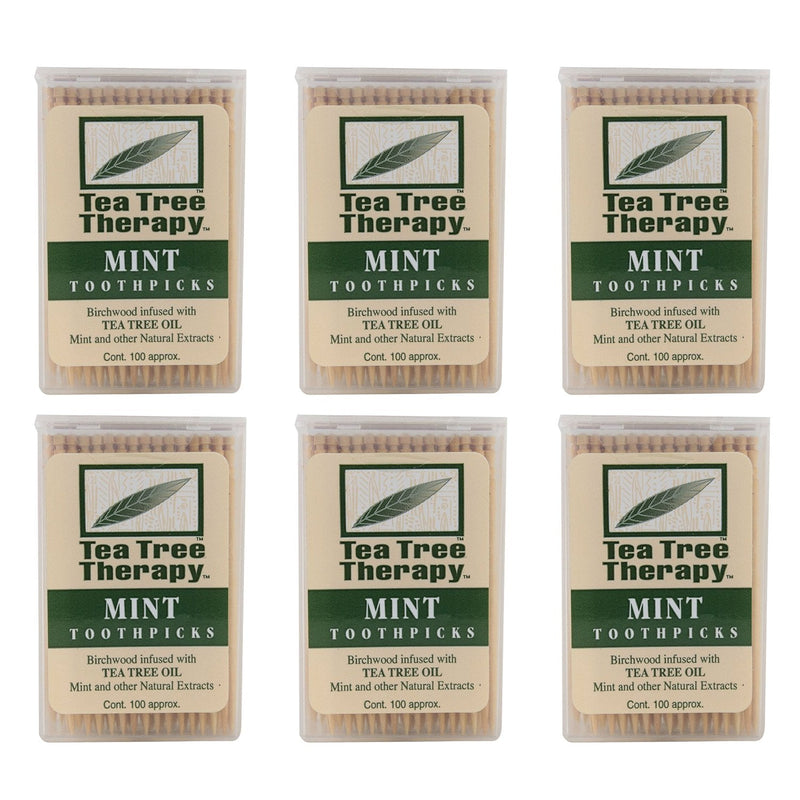 Tea Tree Therapy - Tea Tree & Menthol Toothpicks 100-count (pack of 6) - BeesActive Australia