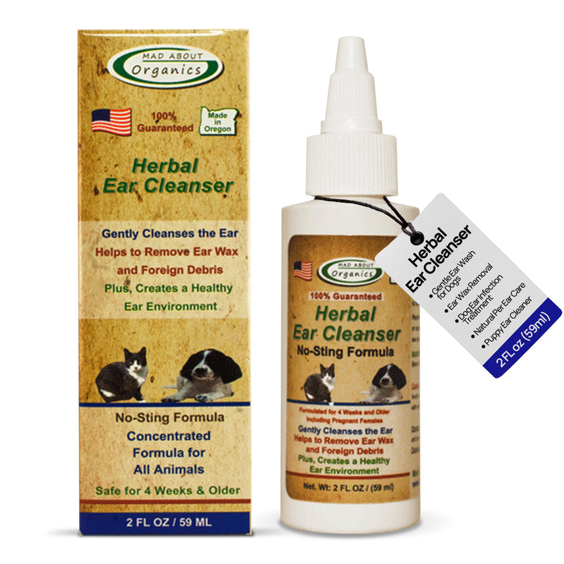 Herbal Ear Cleanser for Dogs & Cats - No-Sting Formula Gently Cleanses Ears, Removes Wax & Debris, Supports Healthy Ear Care, Calming Grooming Supplies for Pets, 2oz Bottle - PawsPlanet Australia