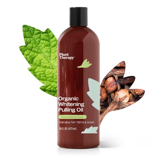 Plant Therapy Organic Pulling Oil 16 oz Coconut & Peppermint, Naturally Whitens Teeth, Freshens Breath & Supports Gum Health, Helps Calm Oral Irritation and Discomfort, Natural Essential Oils 16 Fl Oz (Pack of 1)