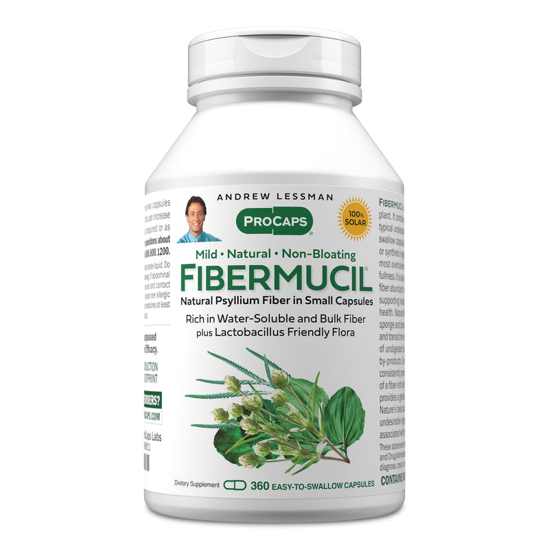 Andrew Lessman ProCaps Fibermucil Psyllium Husk Fiber 360 Capsules | Psyllium Husk Powder with Soluble & Insoluble Fiber plus Lactobacillus Sporogenes. No additives. Easy-to-swallow capsules. 360 Count (Pack of 1)