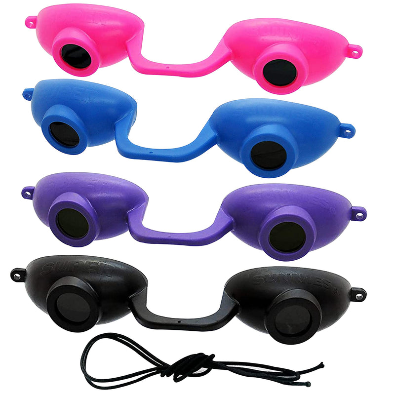 Super Sunnies EVO FLEX UV Eye Protection FDA compliant Flexible Tanning Goggles Eyeshields, 4-Pack Assorted - BeesActive Australia