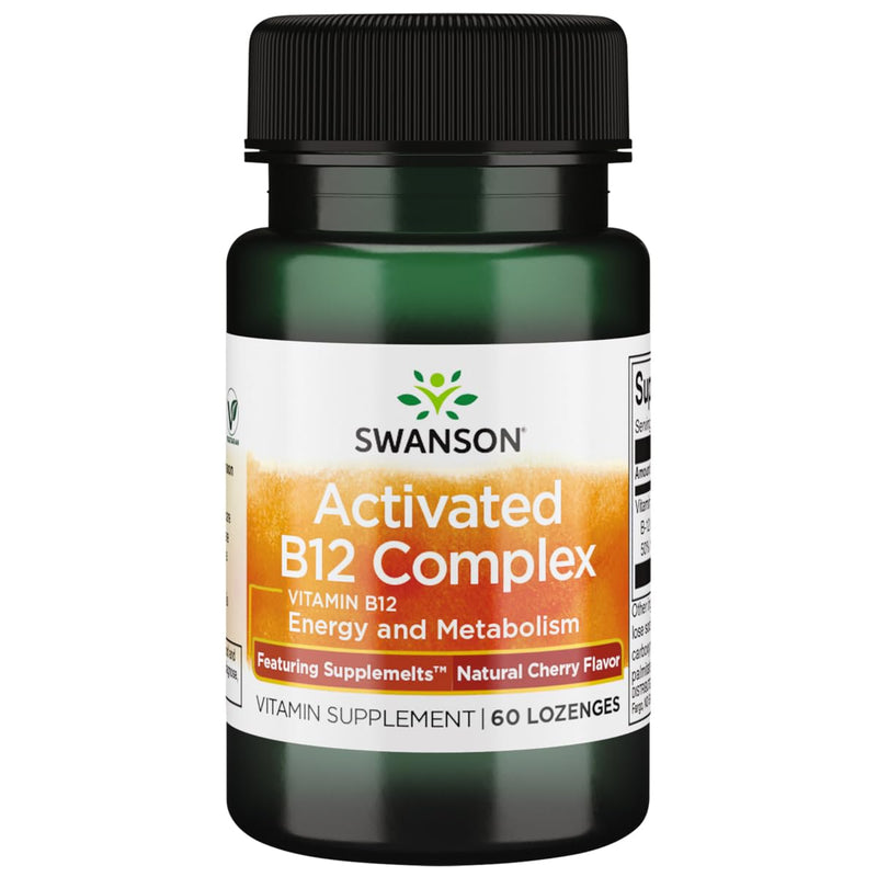 Swanson Supplemelts Sublingual Activated Vitamin B-12 60 Tabs | Supports Energy Metabolism, Essential for a Healthy Nervous System and Vital for Red Blood Cell Formation, Vegetarian