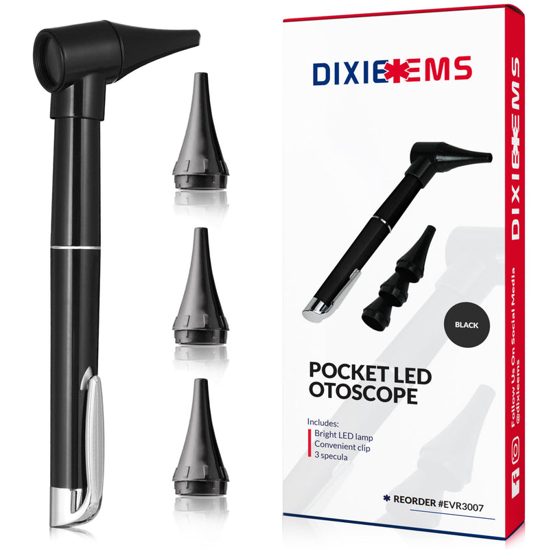 Dixie Ems Basic Medical Pocket Size Otoscope with LED Light, Clip and 4 Specula Sizes for Students, EMTs, Nurses, Doctors, and Vets - BeesActive Australia