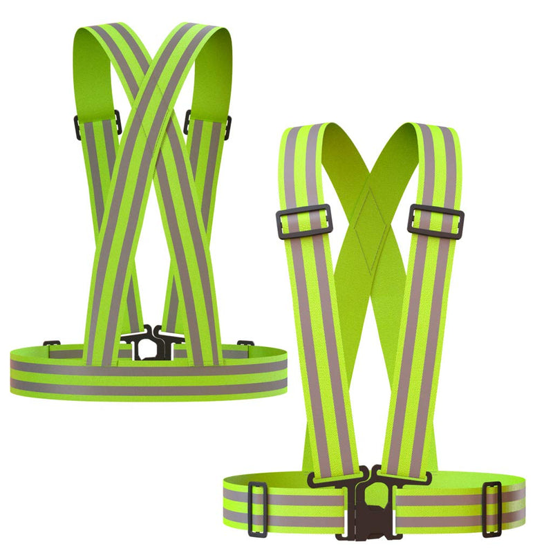 Reflective Vest (2 Pack) Lightweight, Adjustable & Elastic Safety & High Visibility for Running, Jogging, Walking, Cycling Neon Yellow - BeesActive Australia