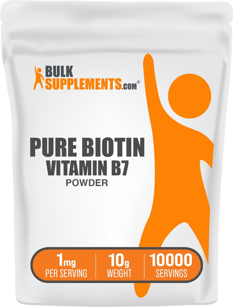 BulkSupplements.com Pure Biotin Powder - as Vitamin B7, Biotin Vitamins for Hair, Skin and Nails - Gluten Free, 1mg per Serving, 10g (0.35 oz) (Pack of 1) 0.35 Ounce (Pack of 1)