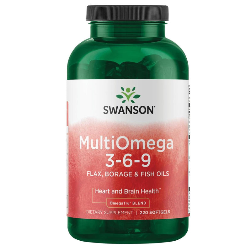 Swanson MultiOmega 3-6-9 Non-GMO Flax (220 Softgels, 2400mg Serving) | Borage and Fish Oil Capsules, Essential Fatty Acids Supporting Cardiovascular Health and Brain Health 220 Count (Pack of 1)