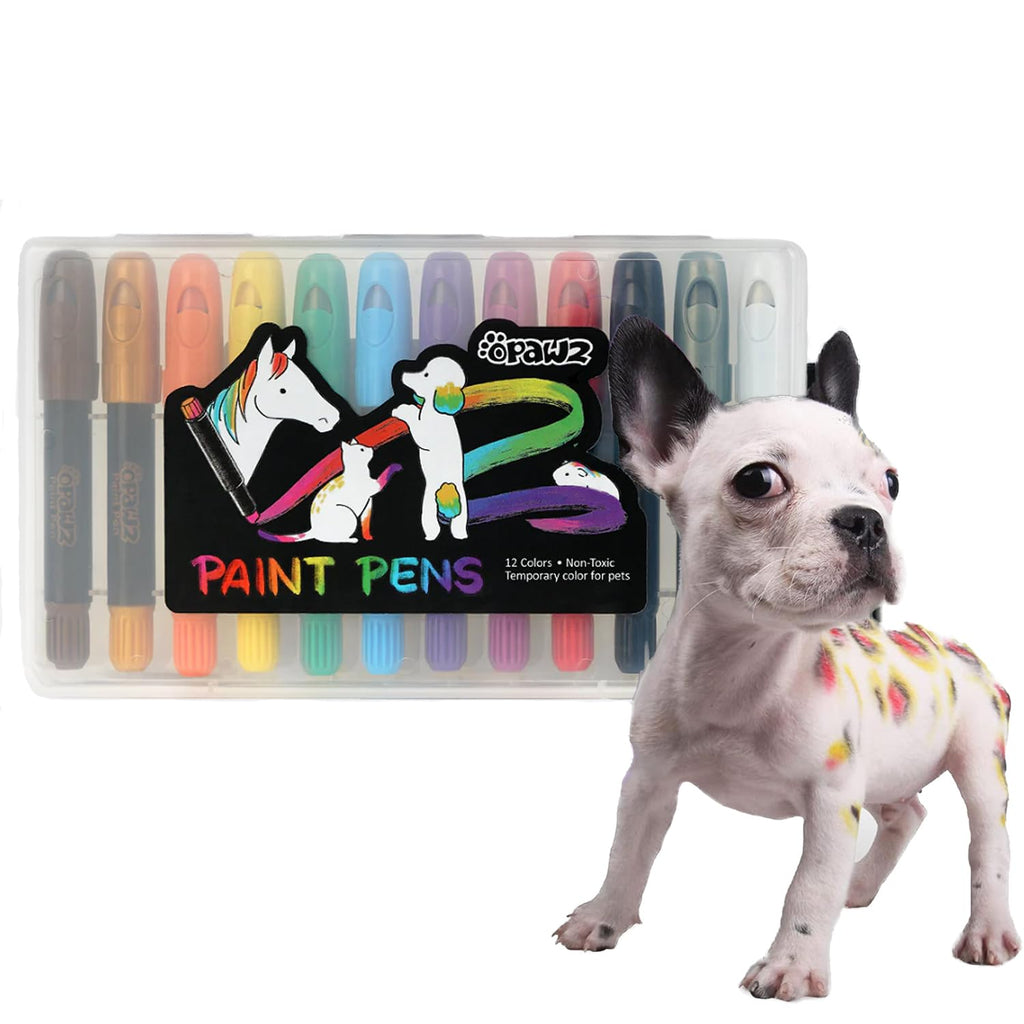 OPAWZ 12 Colors Pet Hair Dye Paint Pen, Temporary Dog Hair Dye, Non-Toxic and Washable Dog Safe Color Dye, Marking Paint for Dogs Cats Birds and Horses