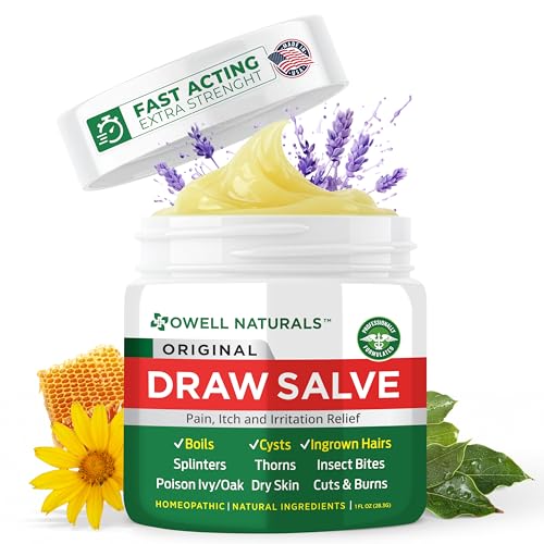 OWELL Naturals Drawing Salve Ointment for Boil & Cyst Removal, Deep Ingrown Hair, Splinter Remover, Bug Spider Bites, Bee Sting, Mosquito Itching, Poison Ivy 1 Fl Oz (Pack of 1)