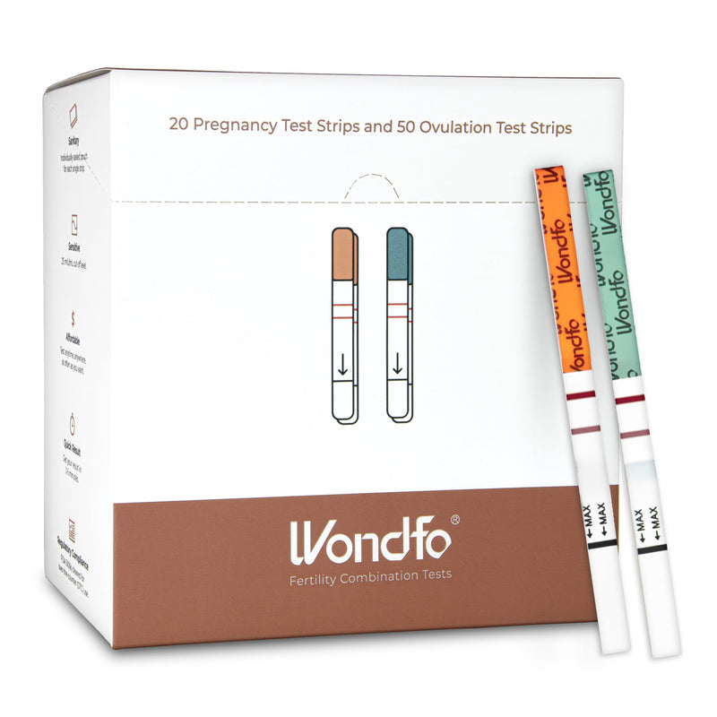 Wondfo 50 Ovulation Test Strips and 20 Pregnancy Test Strips Kit - Rapid Test Detection for Home Self-Checking (50 LH + 20 HCG) 50 LH + 20 HCG - BeesActive Australia