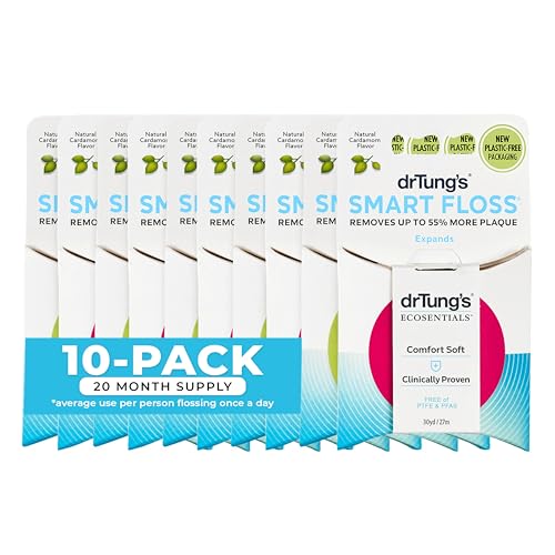 DrTung's Smart Floss - Natural Dental Floss, Cardamom Flavor - 10 Pack 90 Foot (Pack of 10)