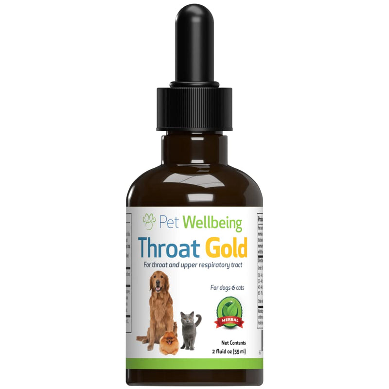 Pet Wellbeing Throat Gold for Dogs - Vet-Formulated - Soothes Throat Discomfort, Hoarseness, Leash Strain, Occasional Cough in Dogs - Natural Herbal Supplement 2 oz (59 ml) 2oz - BeesActive Australia