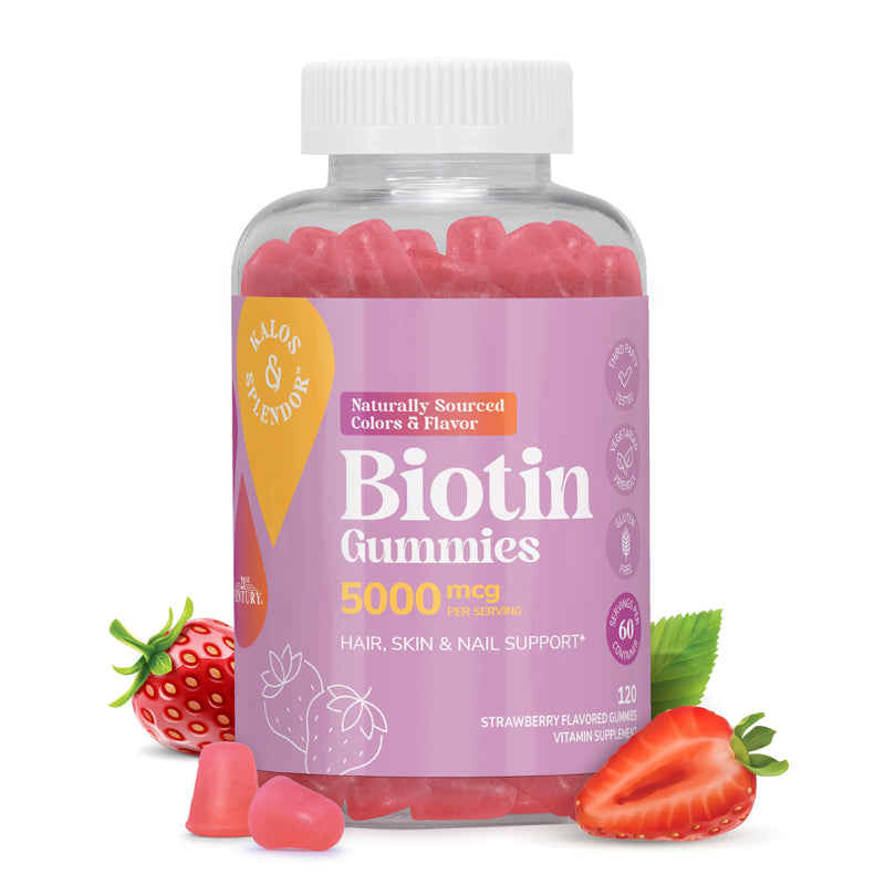 21st Century Biotin 5000mcg Gummies, Strawberry, Hair Skin Nails, 120ct | Biotin 5000 mcg Gummies to Help Support Healthy Hair, Skin & Nails, Delicious Strawberry Flavor, Vegetarian, 120 Count 120 Count (Pack of 1)
