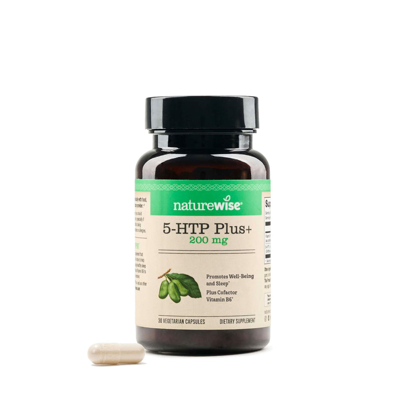NatureWise 5-HTP 200mg Supplement from Griffonia Seeds with Cofactor Vitamin B6 - Mood Support and Natural Sleep Aid for Adults - Delayed-Release, Vegan - 30 Count[1-Month Supply] 30 Count (Pack of 1)