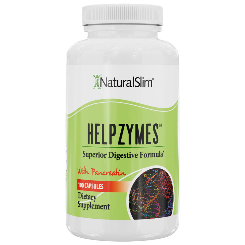 NaturalSlim Digestive Enzymes for Women & Men - Helpzymes Essential Enzymes for Digestion, Gut Health, Gas Bloating Relief with Bromelain, Ox Bile, Pancreatin. & Betaine HCL - 100 Capsules Solo 1