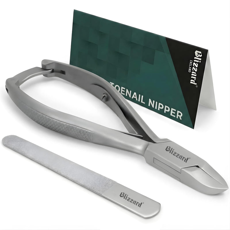 Nail Clippers for Men with Thick or Ingrown Toenails – Blizzard Podiatrist Toenail Clipper Set German Forged – 5.5 inch Heavy Duty Nail Cutter – Concave Head Chequered Handles - Hospital Grade 14cm - Concave Head - Chequered Handles