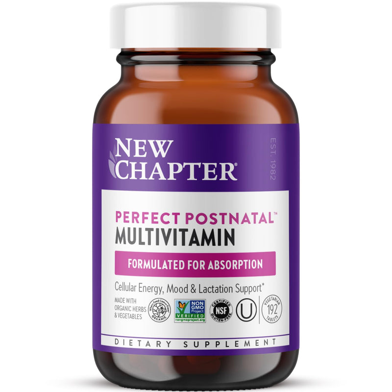 New Chapter Postnatal Vitamins Lactation Supplement, 192 Count | Complete Multivitamin with Fermented Vitamin D3 and B Vitamins, Made with Organic Vegetables and Herbs, Non-GMO 192 Count (Pack of 1)