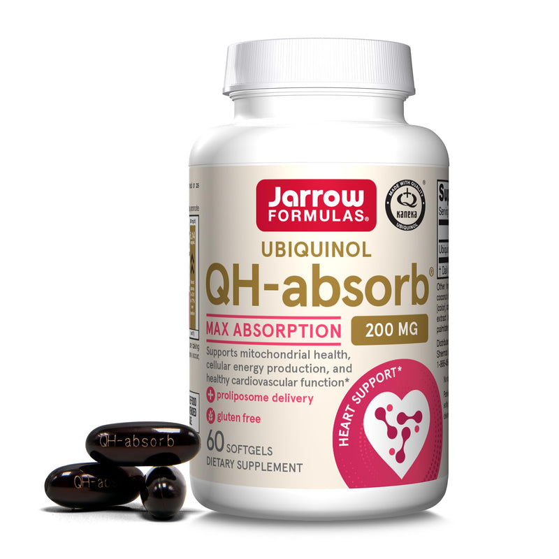 Jarrow Formulas QH-Absorb 200 mg - 60 Softgels - High Absorption Co-Q10 - Active Antioxidant Form of Co-Q10 - Supports Mitochondrial Energy Production and Cardiovascular Health - 60 Servings 1 Count (Pack of 60)