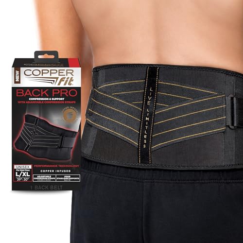 Copper Fit Advanced Back Pro Back Support, Black with Copper Trim, Small/Medium (CFBACK) Small/Medium Unisex Waist Size 28”-39” 1