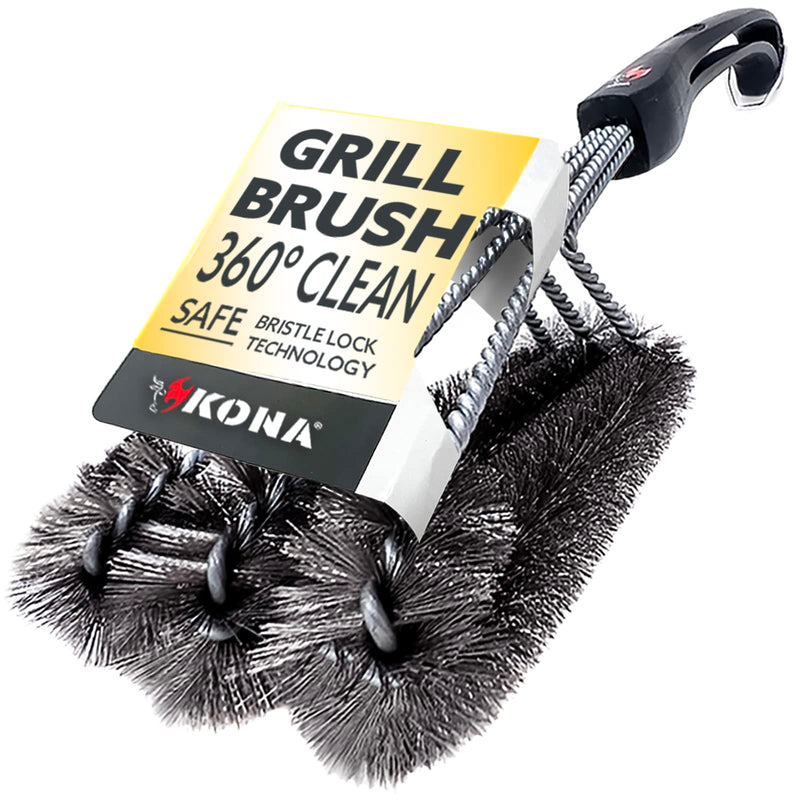 Kona 360/Clean Grill Brush - Powerful 30-Second Grill Cleaner - The World's Best Grill Brush, Bristle | Free of Brass Wire & Safe BBQ Grill Brush, BBQ Brush Accessory for Grill Cleaning Kit - 18 Inch 1 Black - BeesActive Australia