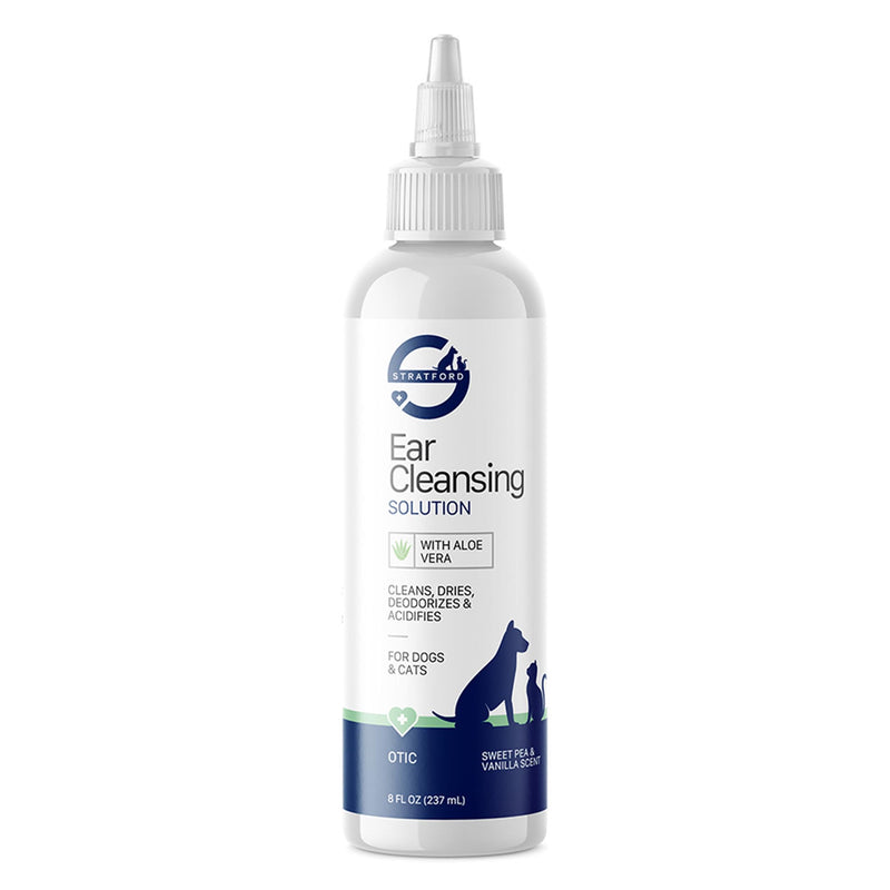 Stratford Pharmaceuticals Ear Cleaner & Drying Solution for Dogs & Cats w/Aloe Vera to Wash Debris, Wax, Odor & Irritation Relief, Sweet Pea Vanilla Scent, 8 oz - BeesActive Australia
