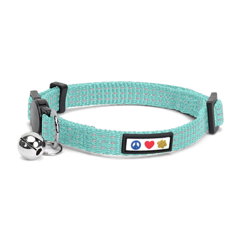 Pawtitas Reflective Cat Collar with Safety Buckle and Removable Bell Cat Collar Kitten Collar Teal Cat Collar ⚡️ Reflective Teal - BeesActive Australia