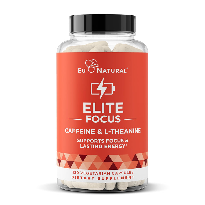 Elite Caffeine with L-Theanine – Jitter-Free Focused Energy Pills – Natural Nootropic Stack for Smart Cognitive Performance – 120 Soft Capsules - BeesActive Australia
