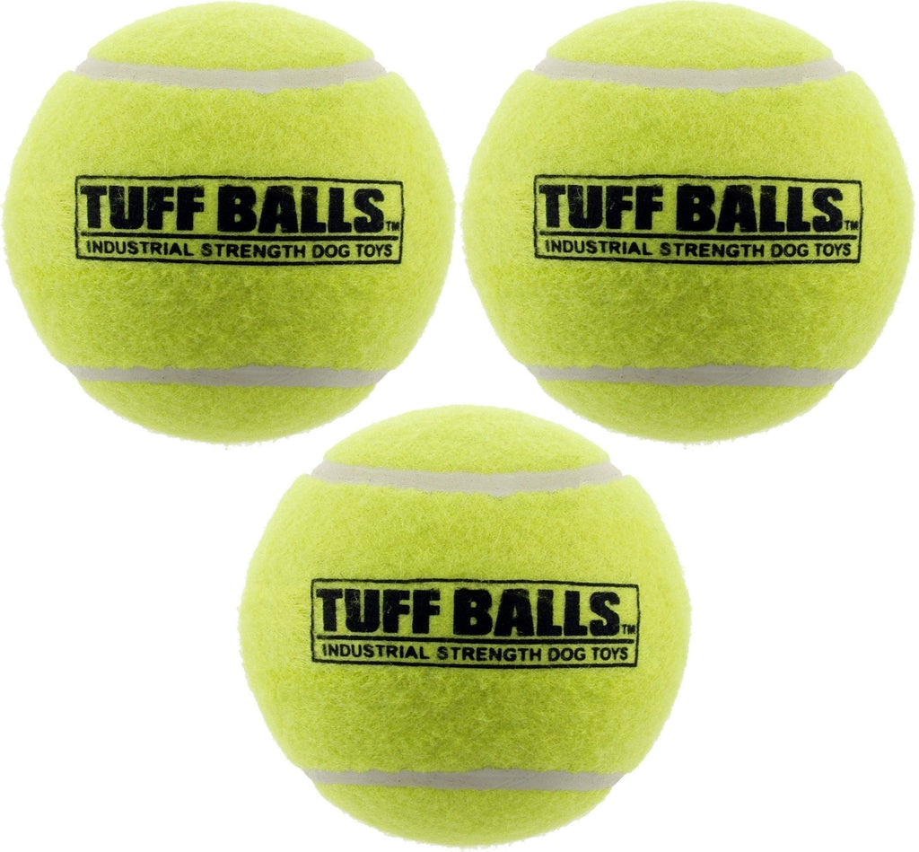 PetSport Yellow Tennis Ball Dog Toys | 3 Pack Giant (4") Tuff Balls for Large Dogs | Pet Safe Non-Toxic Industrial Strength Felt & Rubber | Play Fetch, Exercise, Train or Toss at Dog Park 4" Giant Tuff Ball