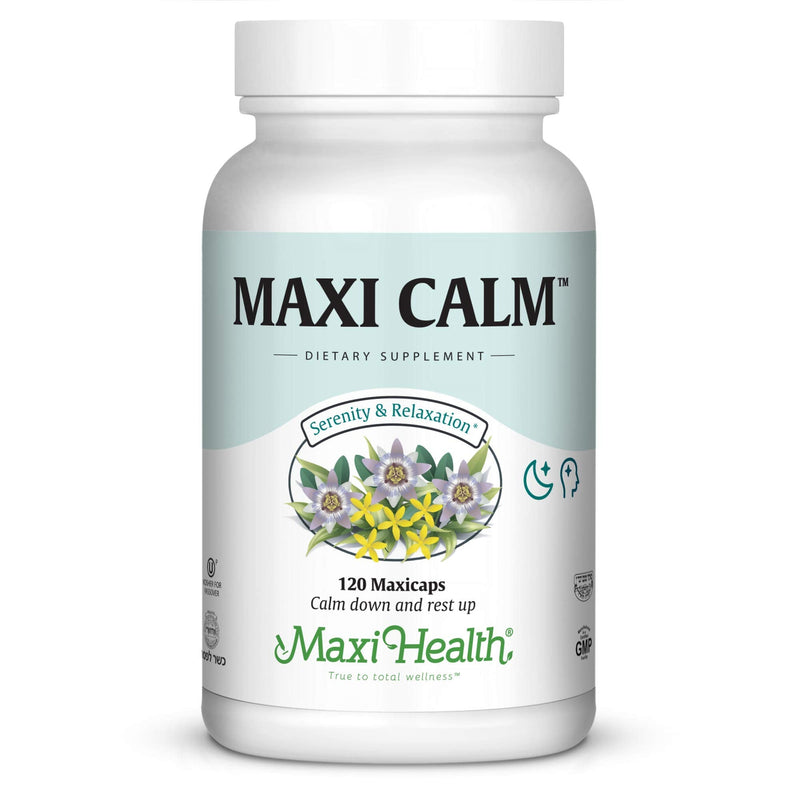 Maxi Kosher for Passover Calm Serenity and Relaxation Support Capsules, 120 Count | Kosher | L-Theanine Supplement with Taurine, Vitamin C & Calcium | Calm & Stress Support | Non-GMO | Doctor Formulated