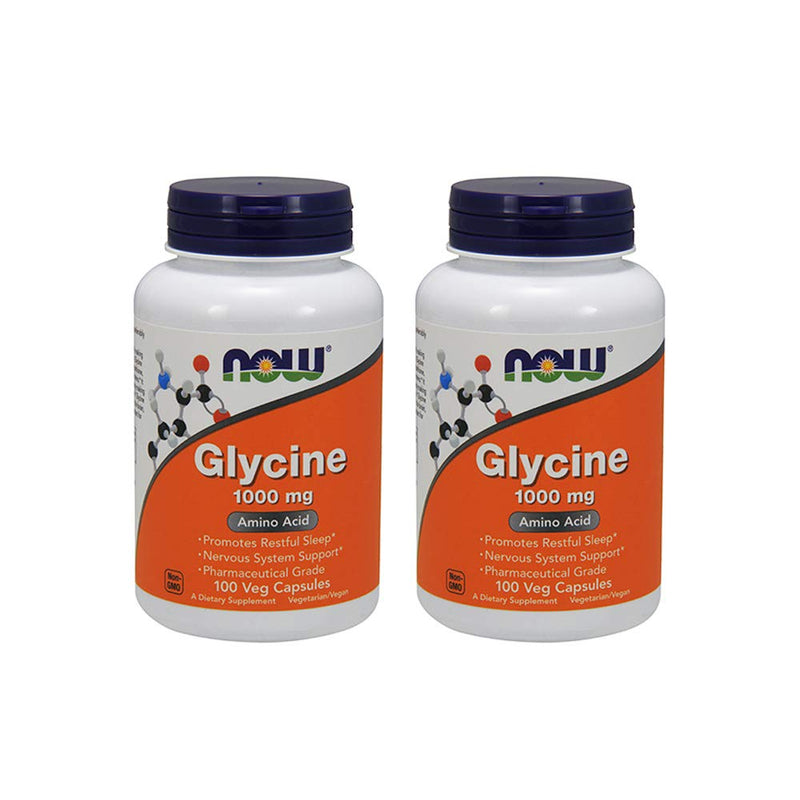 Now Foods Glycine 1000 mg - 100 VegiCapsules 2 Pack 100 Count (Pack of 2)