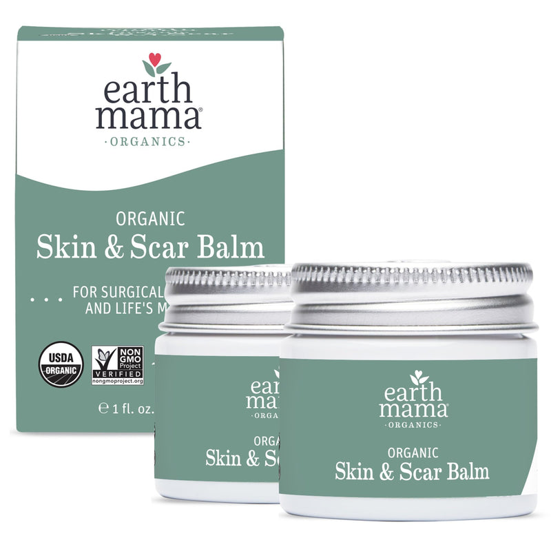 Earth Mama Organic Skin & Scar Balm |C-Section Recovery Skin Care, Pregnancy Stretch Mark Scar Cream with Organic Jojoba Oil, Tamanu Oil & Gotu Kola (2-Pack) 1 Fl Oz (Pack of 2) - BeesActive Australia