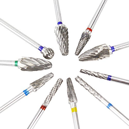 10pcs Tungsten Carbide Rotary Burrs Carving Bits 2.35mm Shank 10-Style-10pcs-B